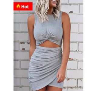 Gray twist front dress